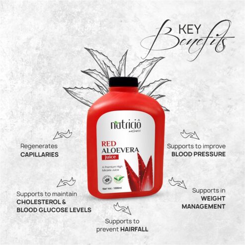 proveda nutricio wellness Red Aloevera Juice with Ashwagandha and Honey, 1000 ml, Pack of 1, a primium high mirakle juice