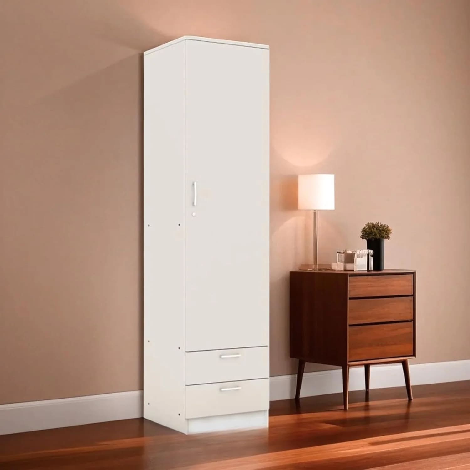 Buy Single Door Wardrobe Online | Buy Brown Wooden Wardrobe with Mirror Online – Caspian Furniture