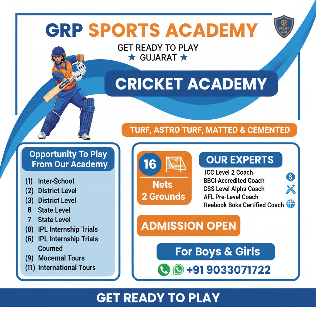 GRP Sports Academy Ahmedabad | Best Cricket Coaching & Kids Fitness Programs