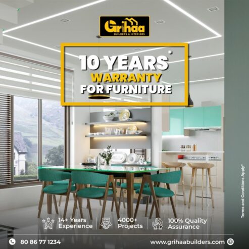 Premium Home Interiors with 10-Year Furniture Warranty – Grihaa Builders & Interiors